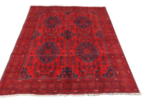 Authentic Handwoven Khal Mohammadi Afghan Rug – Premium Wool with Bold Red Design