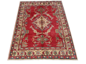 Classic Kazak Hand-Knotted Wool Rug with Bold Motifs