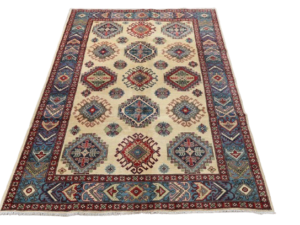 Rustic Charm Kazak Hand-Knotted Wool Rug
