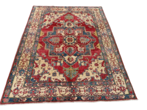 Kazak Hand-Knotted Rug with Central Medallion Design