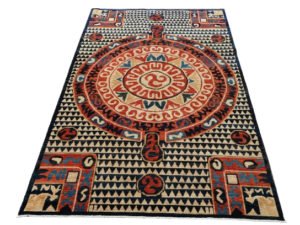 Chobi Hand-Knotted Wool Rug – Eco-Conscious Artistry in Rich Tones