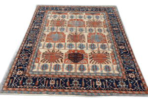 Chobi Hand-Knotted Wool Rug – Artisan-Made Elegance in Earthy Hues