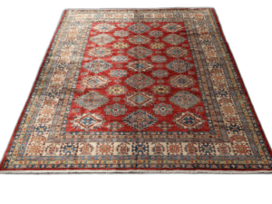 Kazak Handwoven Wool Rug with Bold Borders