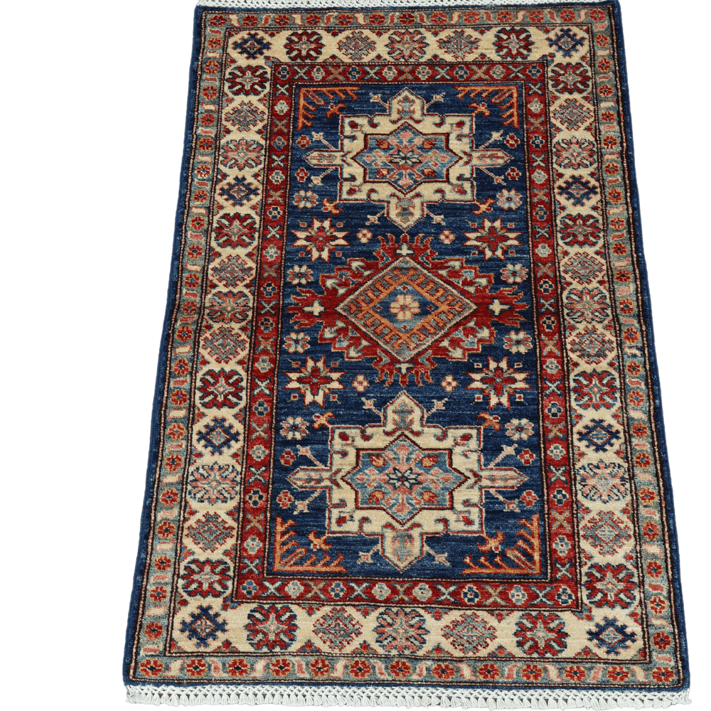 Classic Kazak Hand-Knotted Wool Carpet