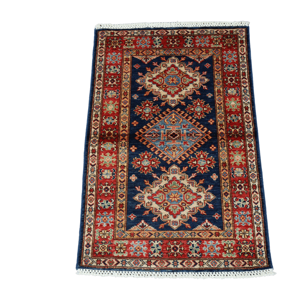 Vintage Kazak Hand-Knotted Wool Rug