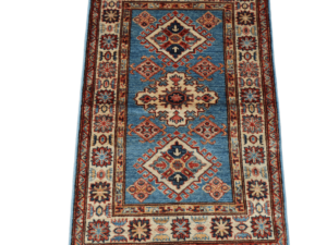 Rustic Kazak Hand-Knotted Wool Rug