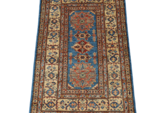 Kazak Hand-Knotted Wool Rug with Bold Tribal Patterns