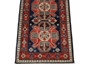 Kazak Hand-Knotted Wool Rug with Rustic Charm