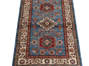 Rustic Kazak Hand-Knotted Wool Carpet