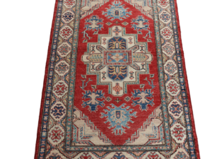 Kazak Wool Rug with Traditional Geometric Patterns
