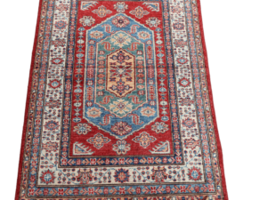 Kazak Hand-Knotted Wool Rug with Tribal Symbolism